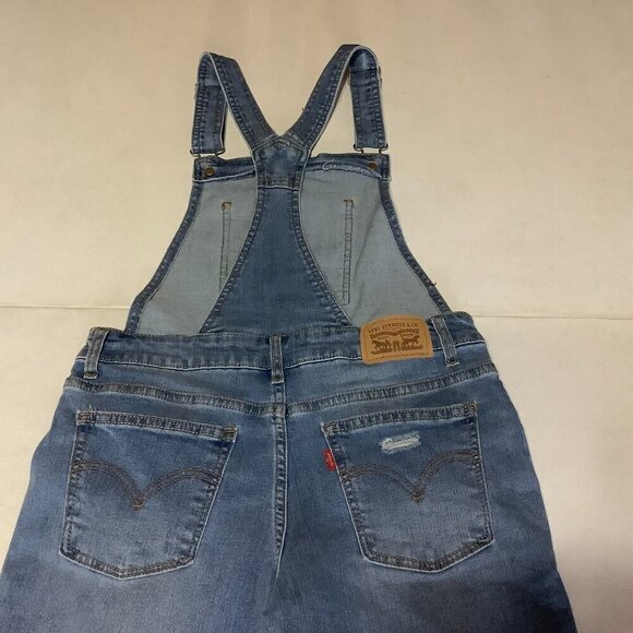 Girl's Levi Strauss Denim Blue Jean Bib Overalls Distressed Size  Reg  14 - Picture 4 of 9
